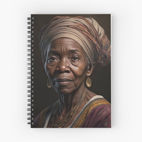 Item preview, Hermoso retrato de una mujer africana mayor elegantemente vestida con aretes dorados. designed and sold by 12points.
