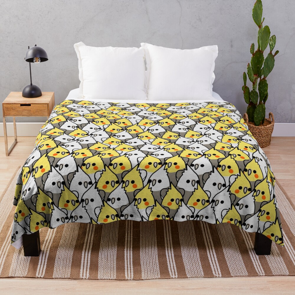 Too Many Birds! - Cockatiel Squad Throw Blanket