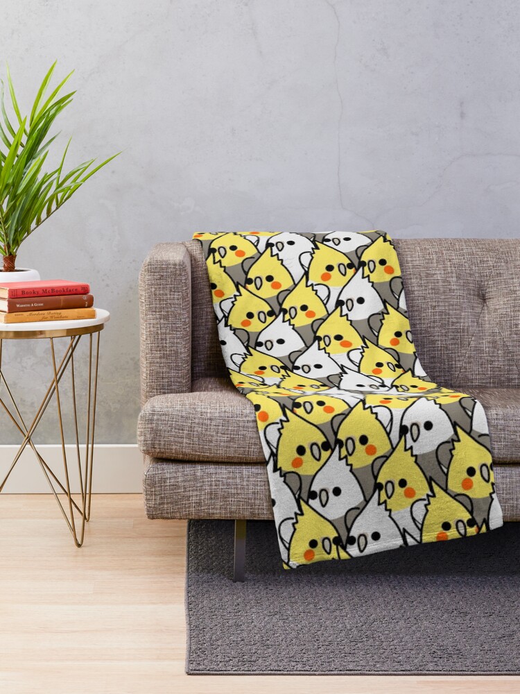 Alternate view of Too Many Birds! - Cockatiel Squad Throw Blanket