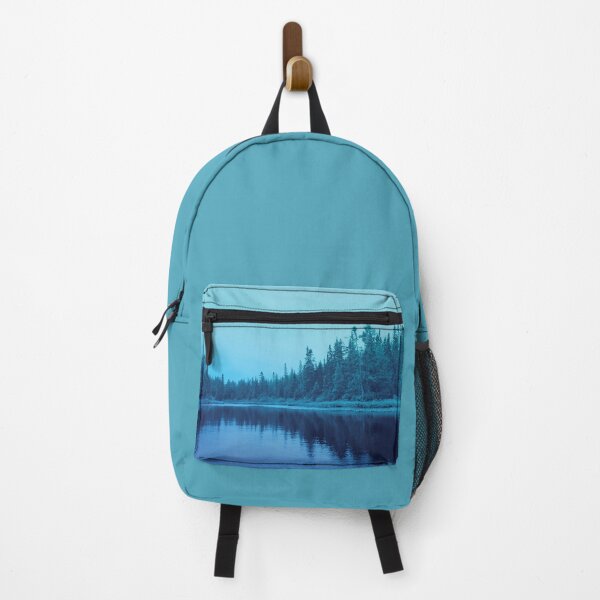 Item preview, Lake and wild forest, Quebec, Canada, electric blue tones designed and sold by courbebleue.