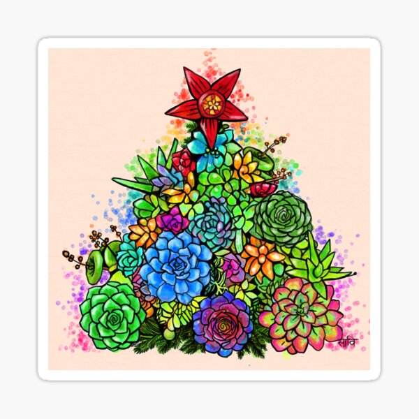 Succulent Christmas Tree ( Beige ) Sticker