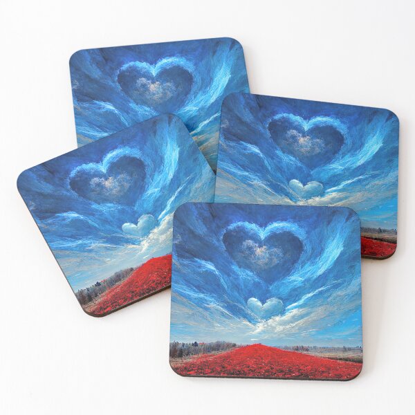 Item preview, hearts mad of clouds over a field of poppies designed and sold by Arthoughts.