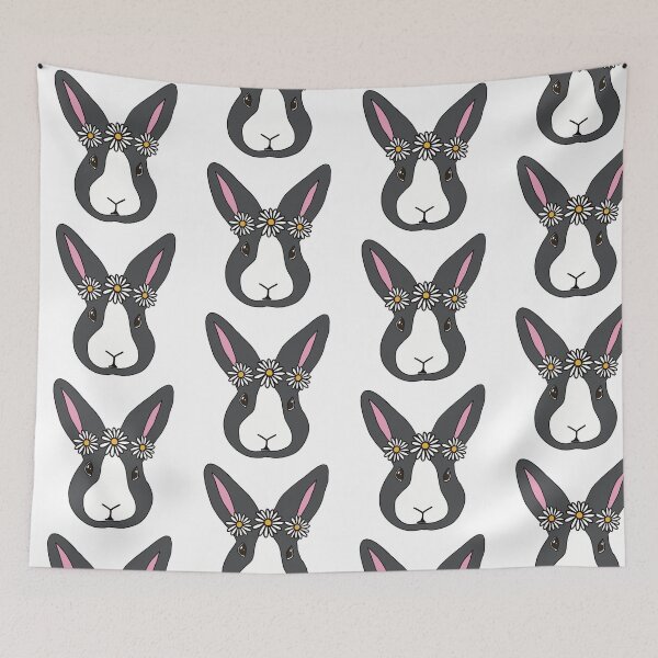 Item preview, Grey Dutch Rabbit | Bunny Wearing Flower Crown  | Daisy Chain designed and sold by bashfulbunnies.
