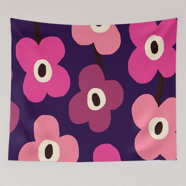 Item preview, Iconic Modern Nordic Garden in Blackcurrant, Purple and Cherry Pink designed and sold by Deutschic.