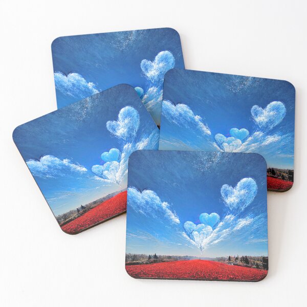 Item preview, Heart made of clouds over a field of poppies  designed and sold by Arthoughts.