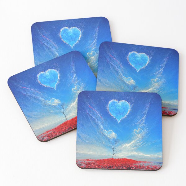Item preview, Heart made of clouds over a field of poppies  designed and sold by Arthoughts.