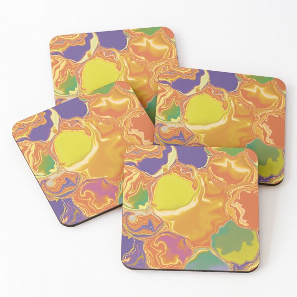 Item preview, Tie and dye Random shapes orange abstract fluid art designed and sold by chuckletuckle.