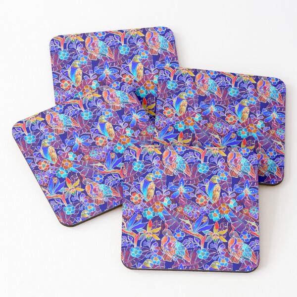 Item preview, Parrots bird glass art style window designed and sold by Alessandro Remo Mazzoni Remotextiles.