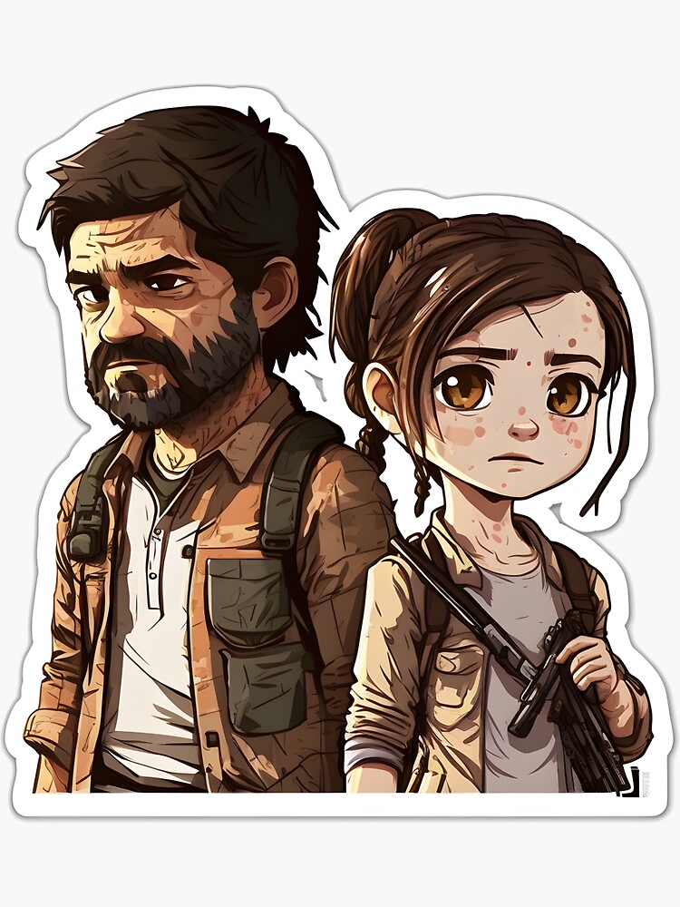 The Last of Us (PT. I) - Ellie and Joel cartoon/comic ver. (with TLOU  logo) Sticker for Sale by ShapedCube