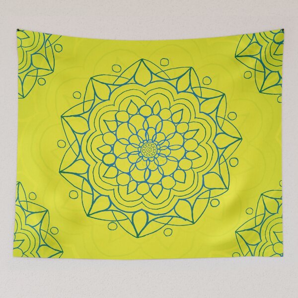 Item preview, Mandala Wall Tapestry - Yellow/Blue designed and sold by Cara Archer.