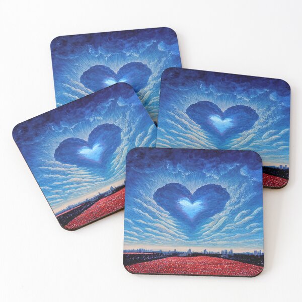 Item preview, Heart made of clouds over a field of poppies  designed and sold by Arthoughts.
