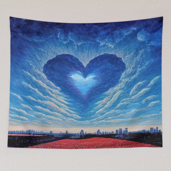 Item preview, Heart made of clouds over a field of poppies designed and sold by Arthoughts.