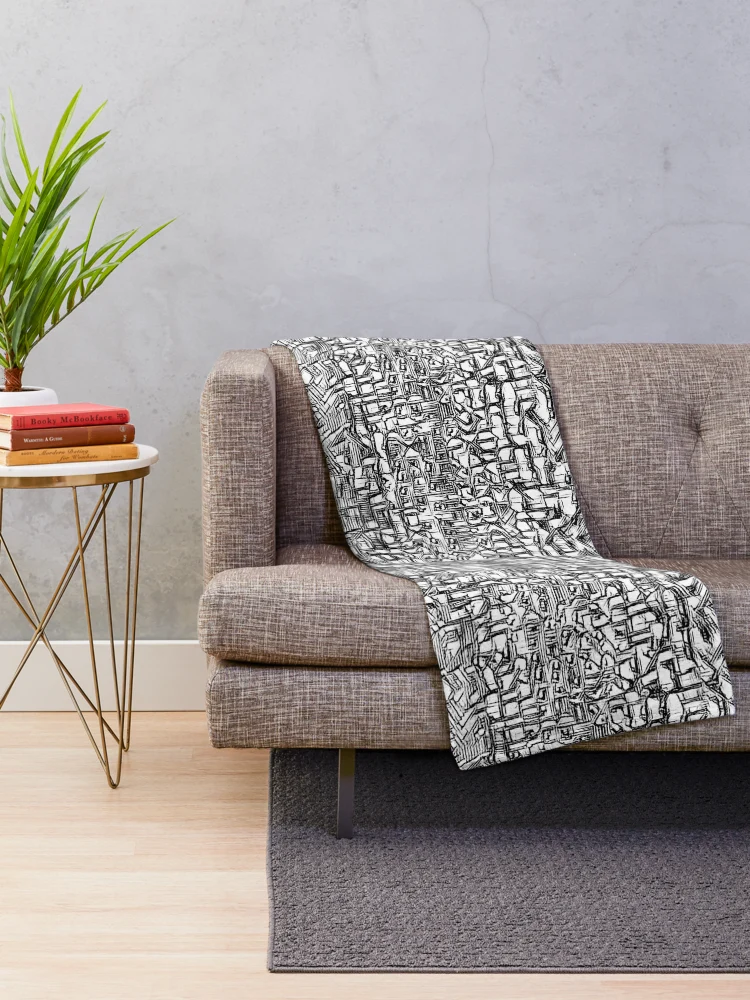 Thumbnail 2 of 6, Throw Blanket, Abstract Coding Encryption designed and sold by aylastyle.