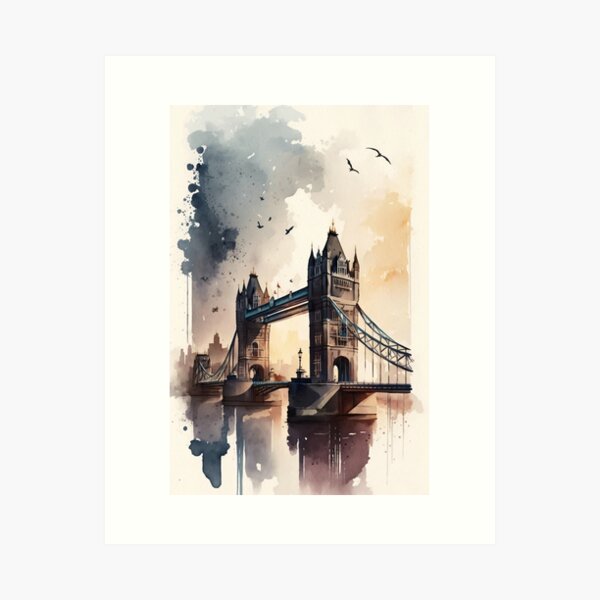 Item preview, Tower Bridge London watercolor style designed and sold by Marc Alexander Kunze.