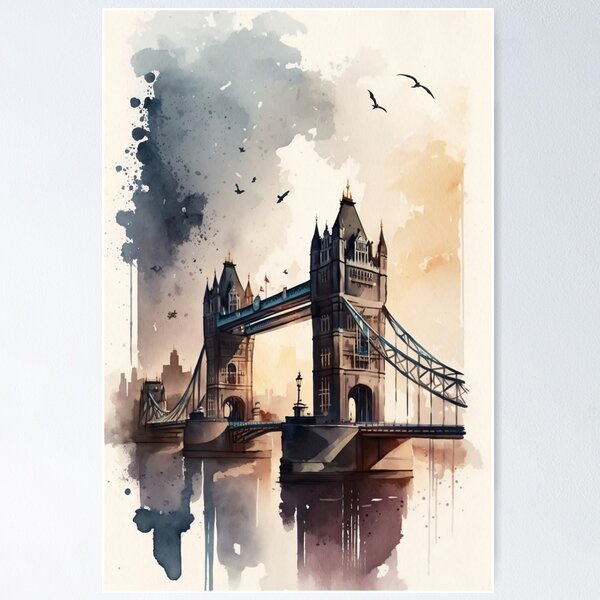 Item preview, Tower Bridge London watercolor style designed and sold by Marc Alexander Kunze.