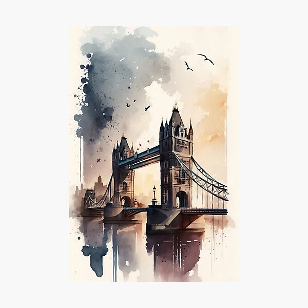 Item preview, Tower Bridge London watercolor style designed and sold by Marc Alexander Kunze.