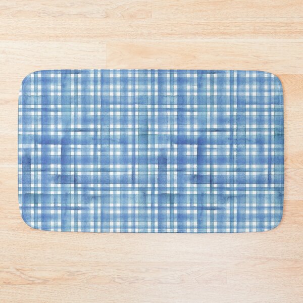 Item preview, Watercolor stripe plaid seamless pattern. Blue stripes on white background designed and sold by olgersart.