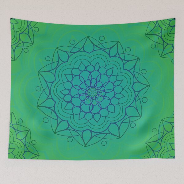 Item preview, Mandala Wall Tapestry - Green/Blue designed and sold by Cara Archer.