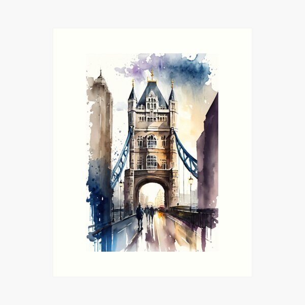 Item preview, Tower Bridge London watercolor style colorful designed and sold by Marc Alexander Kunze.