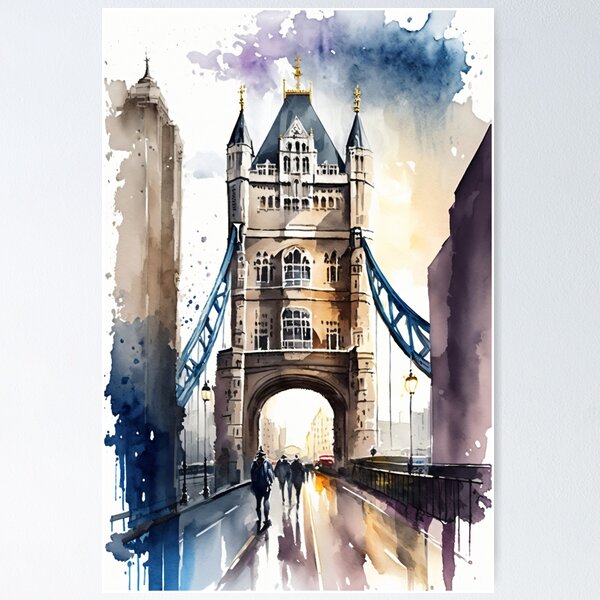 Item preview, Tower Bridge London watercolor style colorful designed and sold by Marc Alexander Kunze.