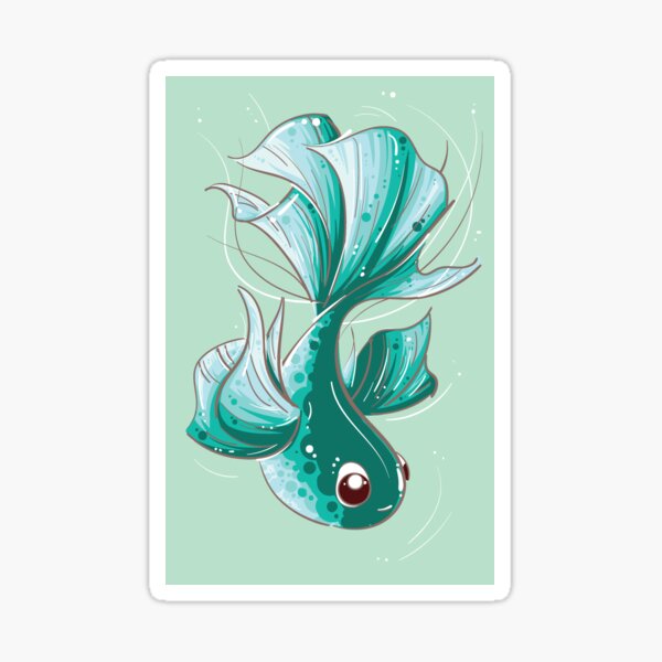 Green Goldfish by HJ Lee Sticker
