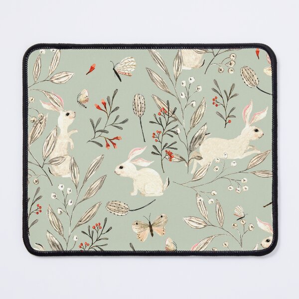 Item preview, Bunnies - dusky green designed and sold by Katherine Quinn Illustration.