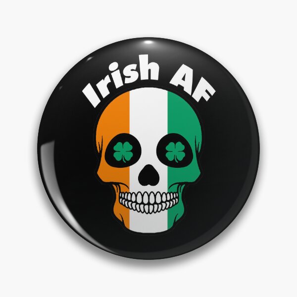 Artikelvorschau, Irish AF, Happy St. Paddy's Day, Totenkopf mit irischer Flagge und vierblättriges Kleeblatt entworfen und verkauft von GreenCarbon2112.