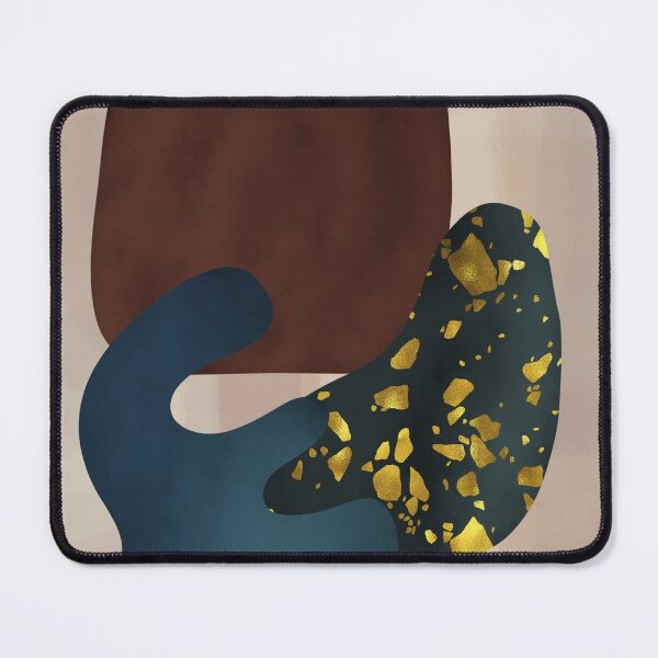 Item preview, Abstract Blobs With Golden Terrazzo designed and sold by GaiaByMila.