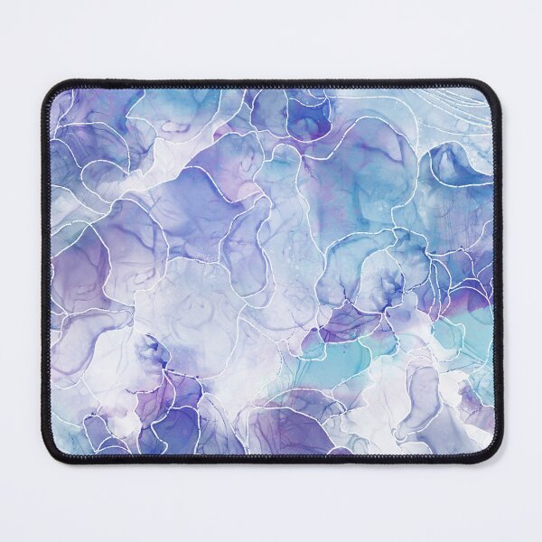 Item preview, Abstract Alcohol Ink Lined Blue Purple Ocean designed and sold by GaiaByMila.