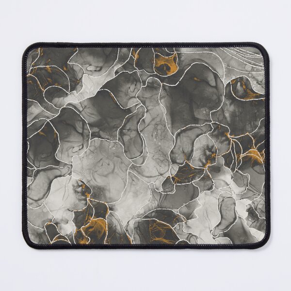 Item preview, Abstract Alcohol Ink Lined Mustard Ocean designed and sold by GaiaByMila.