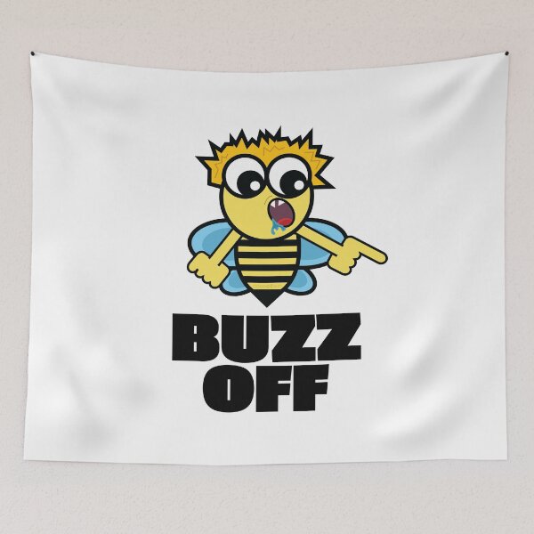 Item preview, Buzz Off Bee Illustration Funny Honey Bee Art Angry Mad Screaming Flying Insect   designed and sold by doseofwin.