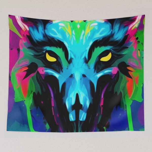 Item preview, PAINT SPLATTER BONE WOLF designed and sold by DEMENTOARTEM.