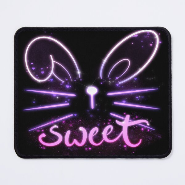 Item preview, sweet bunny, Illustration with neon effect of rabbit silhouette in pink and purple tones. designed and sold by Malogue.