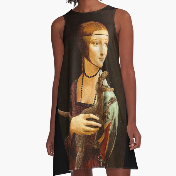 Lady with a Velociraptor Vestido acampanado