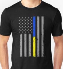 Thin Blue Gold Line American Flag Unisex T-Shirt