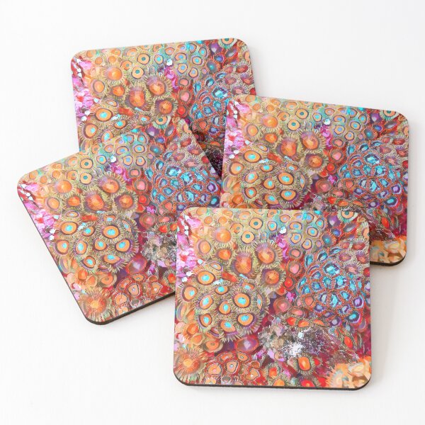 Item preview, Red, Orange, and Blue Pastel Zoa - Coral Reef Zoanthids from Fiji designed and sold by OceanVentures.