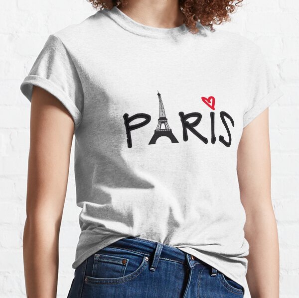 Paris avec tour Eiffel et coeur rouge T-shirt classique