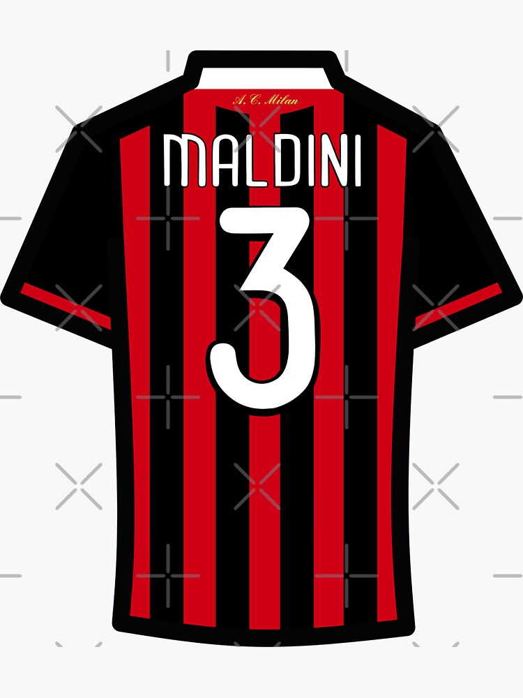 Maldini #3 ACM Red Black 09/10 Farewell Football Jersey 