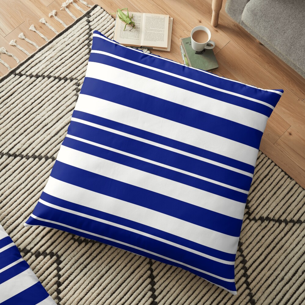 Navy blue and white stripe pattern Floor Pillow