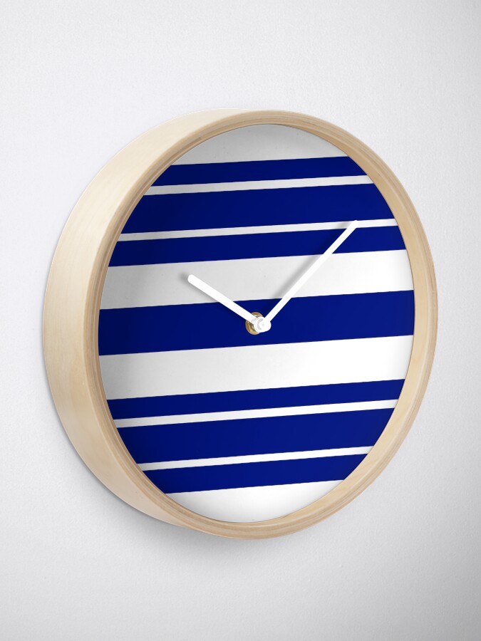 Alternate view of Navy blue and white stripe pattern Clock