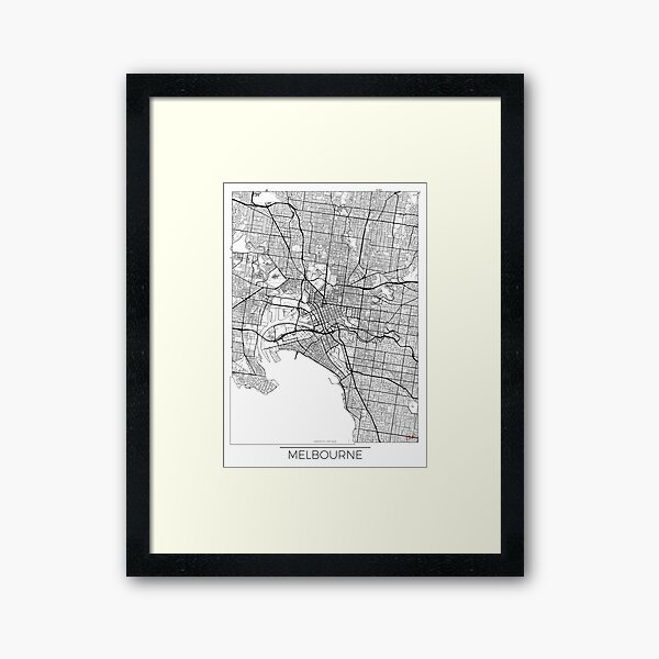 Melbourne Map Minimal Framed Art Print