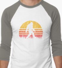 Retro Bigfoot Silhouette Sun Vintage - Believe! Men's Baseball ¾ T-Shirt