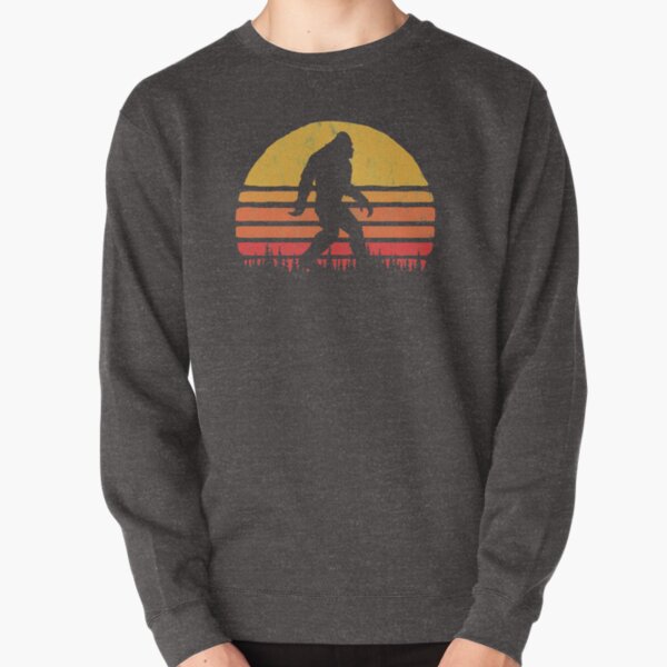 Retro Bigfoot Silhouette Sun Vintage  - Believe! Pullover Sweatshirt
