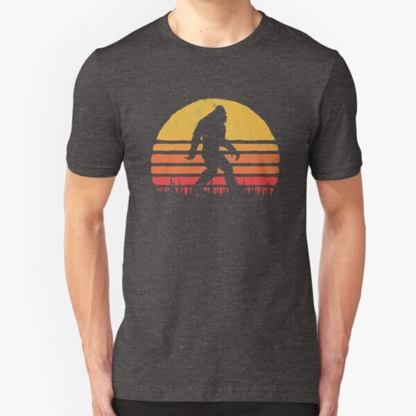 Retro Bigfoot Silhouette Sun Vintage - Believe! Slim Fit T-Shirt