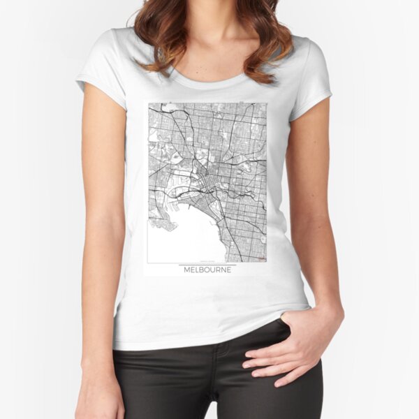 Melbourne Map Minimal Fitted Scoop T-Shirt