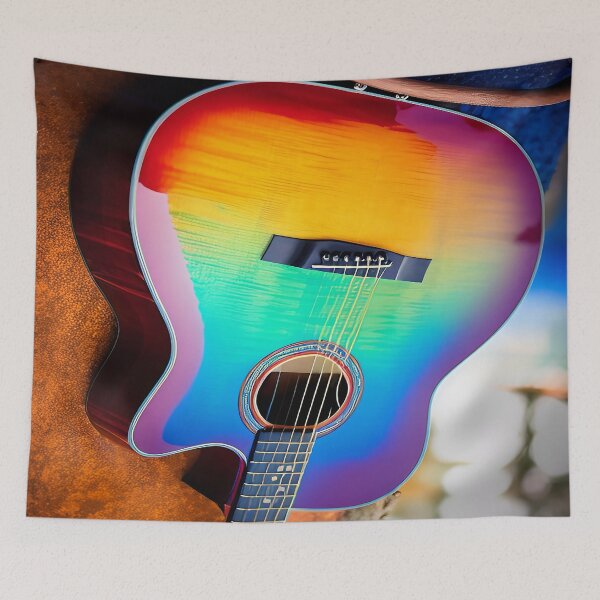 Item preview, Rainbow Colors on a Classic Acoustic Guitar designed and sold by deniselynnimage.