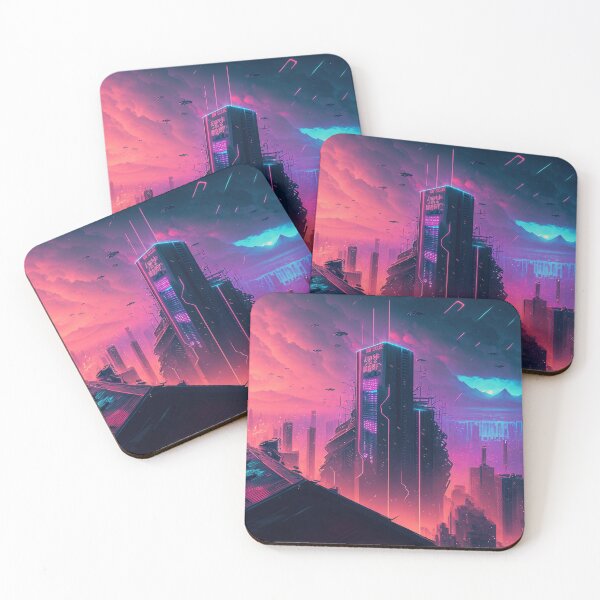 Item preview, Yellow Haze - Cyberpunk Cityscape Skyline designed and sold by ArkMinted.