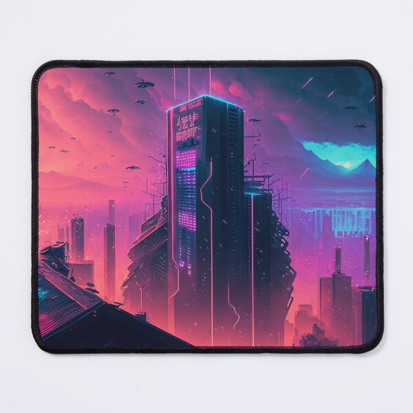 Item preview, Yellow Haze - Cyberpunk Cityscape Skyline designed and sold by ArkMinted.