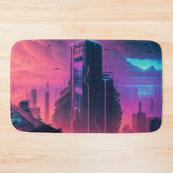 Item preview, Yellow Haze - Cyberpunk Cityscape Skyline designed and sold by ArkMinted.