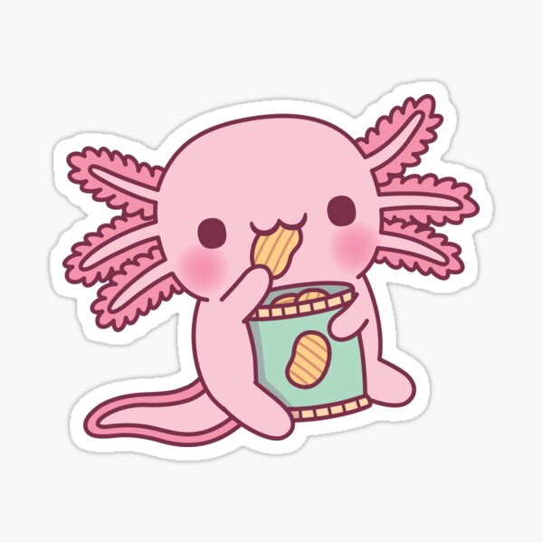 Funny Snaxolotl Axolotl Munching On Potato Chips | Sticker